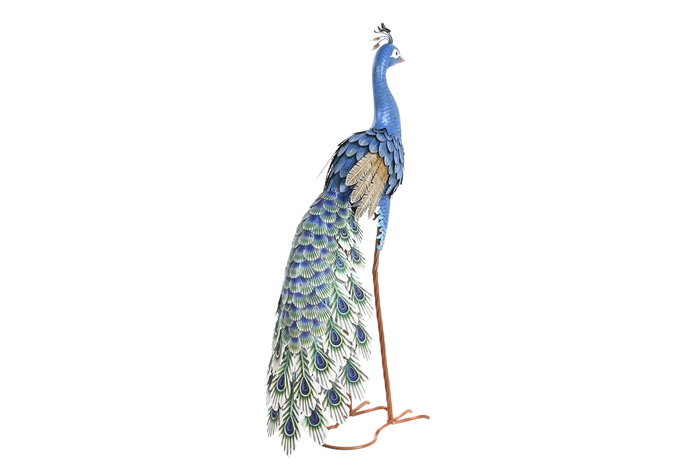 DKD Home Decor Figura de Pavo Real Azul y Turquesa en Metal