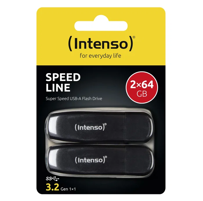 Intenso 3533494 - Pendrive USB 3.2 Gen 1, 64 GB, Negro, Velocidad de Lectura 70 MB/s, 2 Unidades