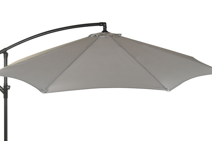 DKD Home Decor Parasol para Terraza y Jardín Giratorio 360°, Gris, Poliéster UV 50+, Acero, 350 cm de Largo x 300 cm de Ancho x 250 cm de Alto