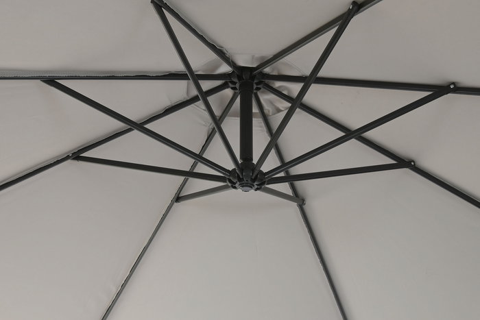 DKD Home Decor Parasol para Terraza y Jardín Giratorio 360°, Gris, Poliéster UV 50+, Acero, 350 cm de Largo x 300 cm de Ancho x 250 cm de Alto