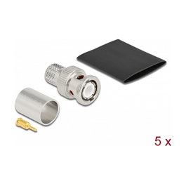 DeLOCK Conector BNC macho para engarzar LMR 400 50 Ohm con tubo termorretráctil - 5 unidades