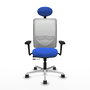 PIQUERAS Y CRESPO Silla de oficina Zulema con Mecanismo Sincro/Traslack, Azul y Blanco