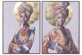 DKD Home Decor Set de 2 Cuadros sobre Lienzo Africana 70x100 cm