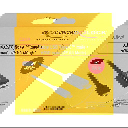 DeLOCK Cable USB-C a HDMI ST-ST 1 metro 4K 60Hz Negro - Almacenamiento de datos, Adaptador