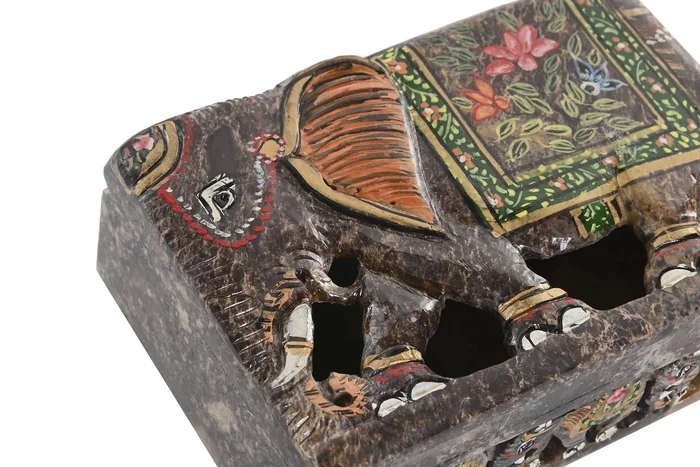 DKD Home Decor Caja Indio Elefante Marron Multicolor 10 x 5.5 x 15 cm