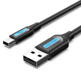 Vention Cable USB 2.0 COMBI USB A Macho a Mini-USB B Macho para Carga Rápida y Datos, 3 Metros, Negro