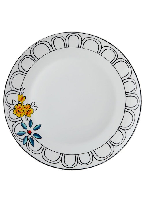 Hermia DNR0054 Juego de Platos de Servicio de Porcelana Blanca Elegante (6 Piezas), 27x27x2cm, Apto Lavavajillas, Elegancia en tu Mesa