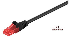 MicroConnect Cable de Red Ethernet CAT6 U/UTP, 20 Metros, Color Negro, Pack de 4 Unidades, Compatible Gigabit