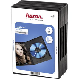 Hama Pack de 5 cajas para DVD negro