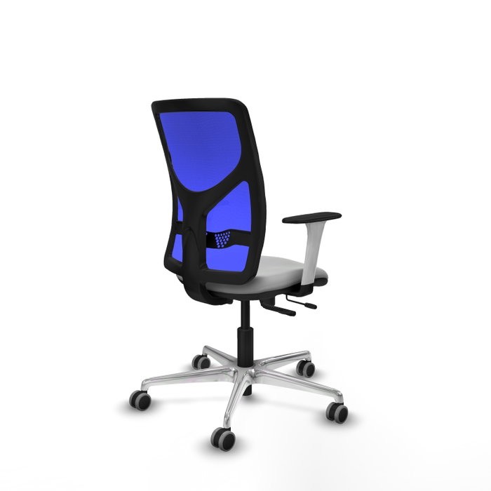 PIQUERAS Y CRESPO Silla de oficina Motilla con mecanismo Sincro/Traslack, Gris claro y Azul