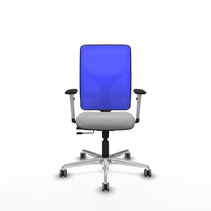 PIQUERAS Y CRESPO Silla de oficina Motilla con mecanismo Sincro/Traslack, Gris claro y Azul