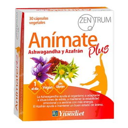 YNSADIET Zentrum Animate Plus 30 Cápsulas con Ashwagandha y Azafrán para el Estrés y Energía
