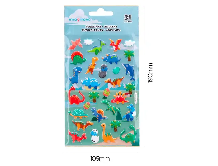 Imaginovo Kids Dinosaurios Pegatinas Goma Eva 190x105 mm en Blister