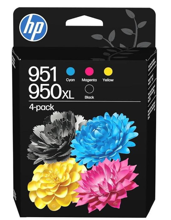 HP Paquete de 4 Cartuchos de Tinta Originales 950XL Negro y 951 Cian/Magenta/Amarillo HP Paquete de 4 Cartuchos de Tinta Originales 950XL Negro y 951 Cian/Magenta/Amarillo
