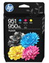 HP Paquete de 4 Cartuchos de Tinta Originales 950XL Negro y 951 Cian/Magenta/Amarillo