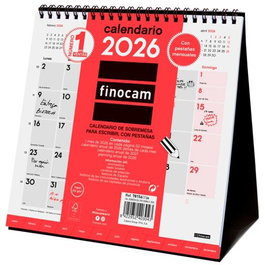 Finocam Calendario De Sobremesa Para Escribir S-190x190 mm Con Pestañas Mv Neutro 2026