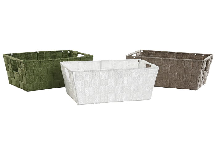 DKD Home Decor Cesta de almacenaje PP y metal verde 30x17x11 DKD Home Decor Cesta de almacenaje PP y metal verde 30x17x11