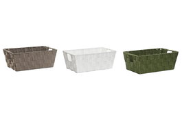 DKD Home Decor Cesta de almacenaje PP y metal verde 30x17x11