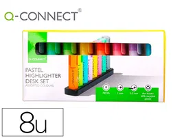 Q-connect Rotulador Fluorescente Pastel Punta Biselada Estuche de Sobremesa 8 Colores Surtidos Trazo 1-5 mm