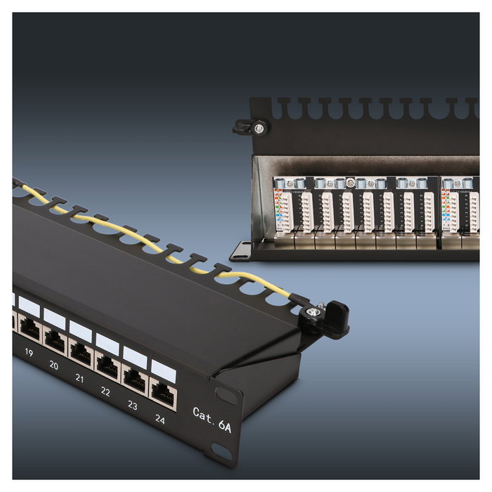 Extralink Panel de parches CAT6A STP de 24 puertos Extralink Panel de parches CAT6A STP de 24 puertos
