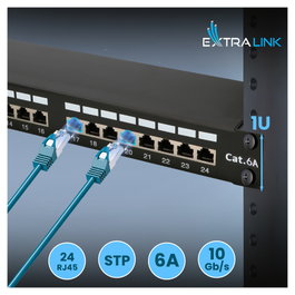 Extralink Panel de parches CAT6A STP de 24 puertos