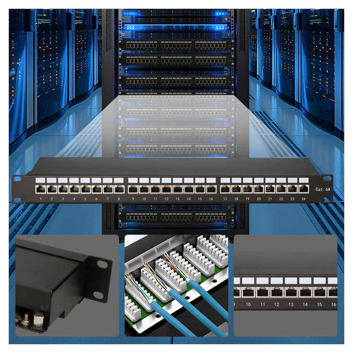 Extralink Panel de parches CAT6A STP de 24 puertos Extralink Panel de parches CAT6A STP de 24 puertos