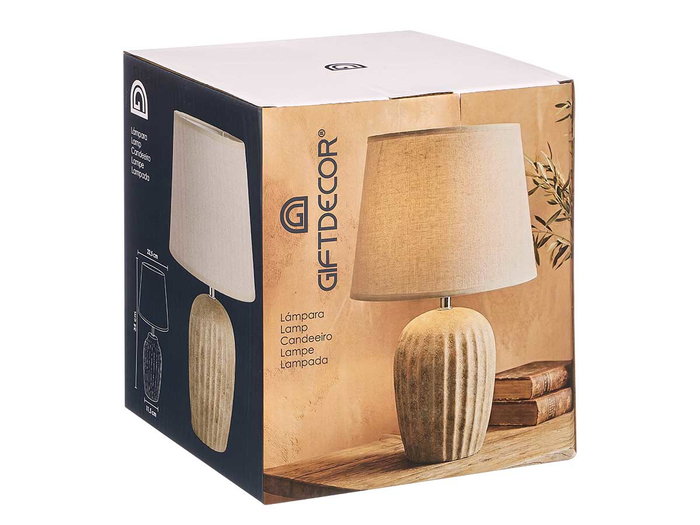 Giftdecor Lámpara Envejecida Rayas Verticales 34 cm Cerámica Marrón E27 (Set de 6)