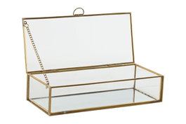 DKD Home Decor Joyero de Cristal y Metal Dorado