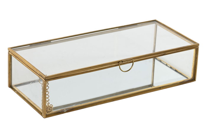 DKD Home Decor Joyero de Cristal y Metal Dorado