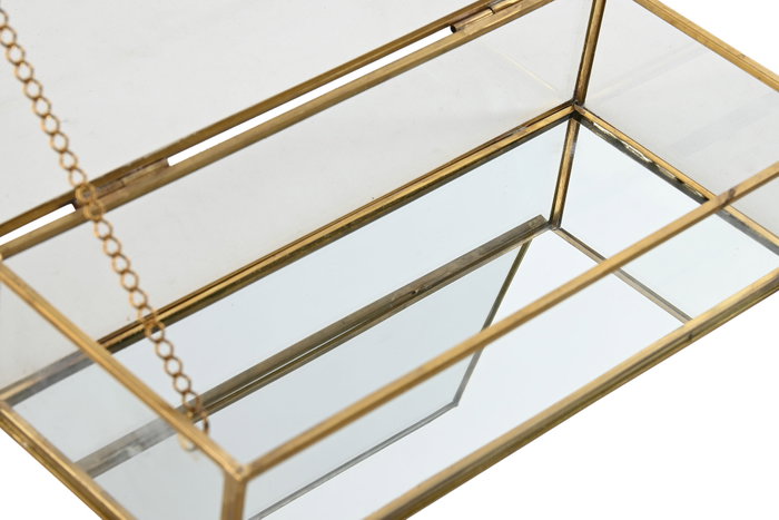 DKD Home Decor Joyero de Cristal y Metal Dorado