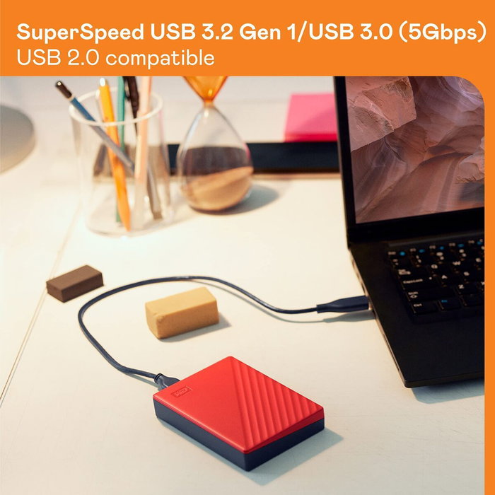 Western Digital My Passport 2 TB 2.5 pulg. USB 3.2 Gen 1 Rojo