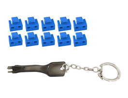 MicroConnect Bloqueadores de puertos RJ45 con herramienta de llave azul, 10 unidades