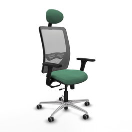 PIQUERAS Y CRESPO Silla de oficina Zulema con mecanismo Sincro/Traslack, Verde esmeralda y Gris
