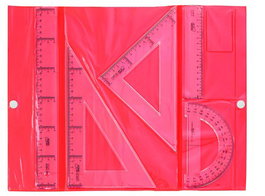 Safta Conjunto Escolar de Dibujo con Reglas (30cm, 15cm, Escuadra, Cartabón, Semicírculo)