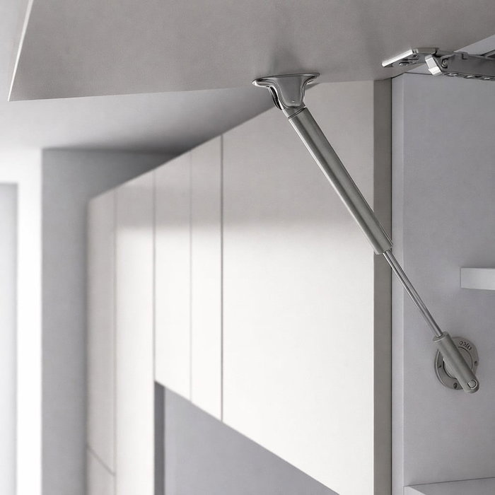 ITALIANA FERRAMENTA Kit Compás Ascendente con Fricción Kraby - Ref. 42016010UZ/42036010UZ para Puertas Abatibles Superiores, Longitudes L244 y L355, Fuerza 45N