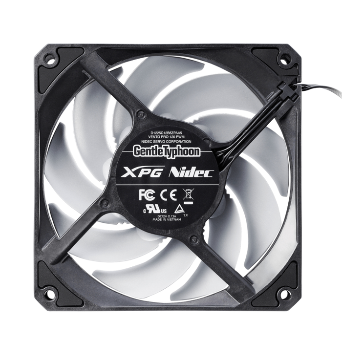 ADATA XPG Vento Pro 120 PWM - Ventilador para Caja PC de 120 mm, Negro/Blanco, 2500 RPM, 75 CFM, 28 dB(A), Alta Presión Estática, Conexión en Cadena