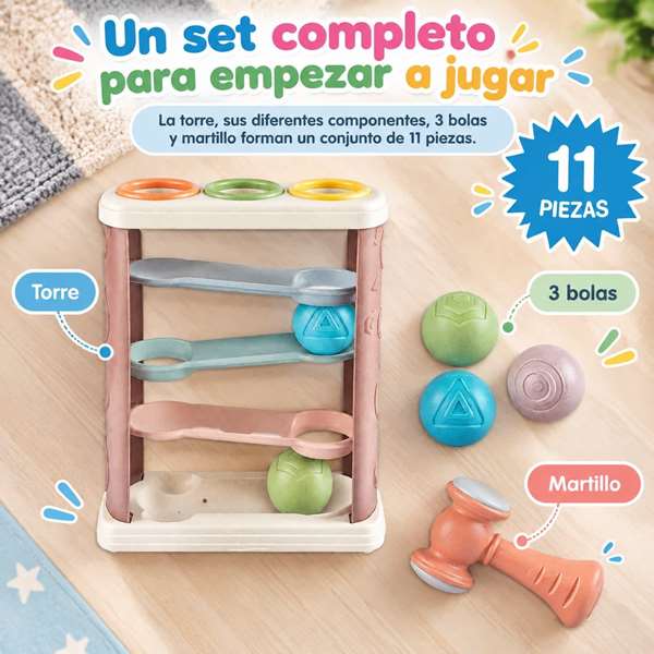 Jugatoys - misprimerosjuguetes Juego infantil torre con bolas y martillo Jugatoys - misprimerosjuguetes Juego infantil torre con bolas y martillo
