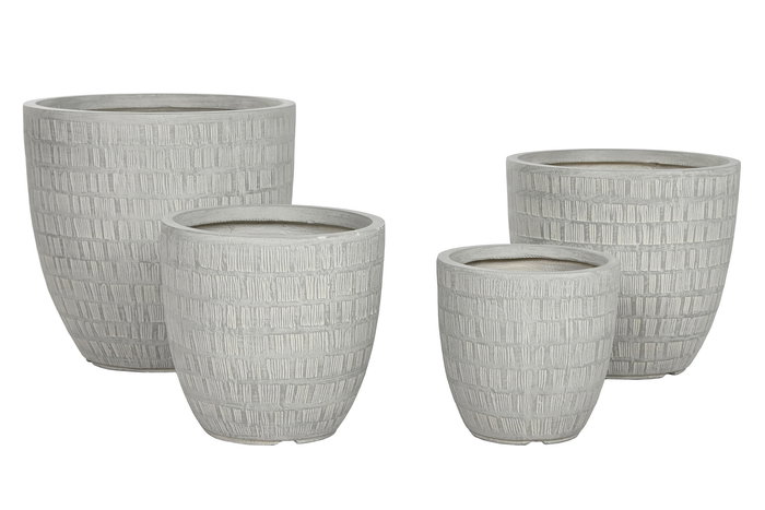 DKD Home Decor Macetero Terraza Y Jardin Gris 44 x 43 x 44 cm Set de 4