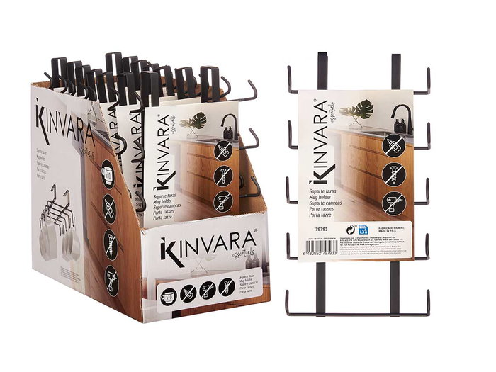 Kinvara Soporte Negro Metal para Tazas 15.5 x 7 x 28.7 cm (Set de 8)