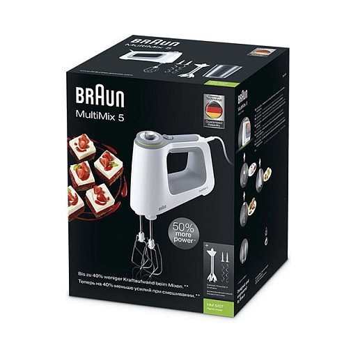 Braun HM 5107 WH Batidora de Mano 750W 9 Velocidades SmartMix, Gris y Blanco