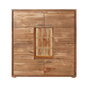 DKD Home Decor Armario Colonial Marrón 4 Puertas Acacia Cristal Led 145x40x153 cm