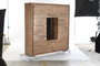 DKD Home Decor Armario Colonial Marrón 4 Puertas Acacia Cristal Led 145x40x153 cm