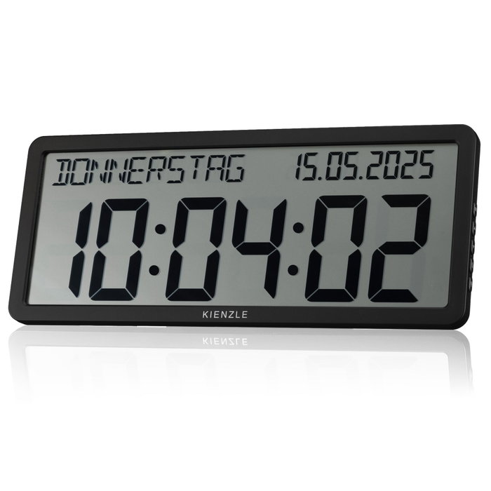 Kienzle Reloj de Pared Digital con Control por Radio y Visualización de Fecha, Negro