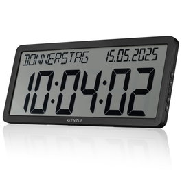 Kienzle Reloj de Pared Digital con Control por Radio y Visualización de Fecha, Negro