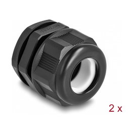 DeLOCK Prensaestopas EX M25 Negro, 2 Piezas