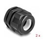 DeLOCK Prensaestopas EX M25 Negro, 2 Piezas