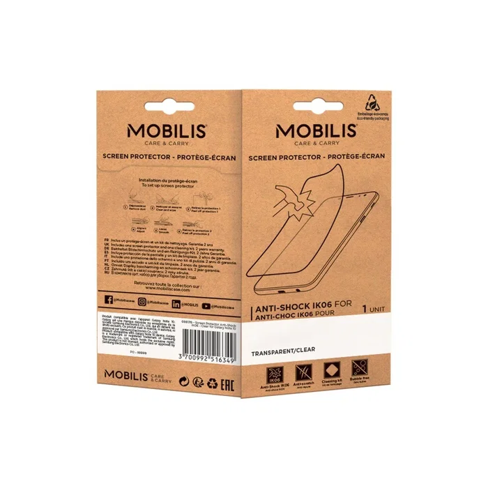 Mobilis 36231 Protector de Pantalla Vidrio Templado 5H para Samsung Galaxy Xcover 5 (5.3") - Antibacteriano, Resistente a Golpes y Agua, Anti-huellas, Transparente, 1 Ud