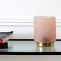 Home Deco Factory Lampara de Mesa Rosa con Luz Suave - Translucida, Vidrio Relieve, Casquillo E14 - d.11,5 cm h.15 cm