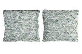 DKD Home Decor Cojín Algodón Poliéster 45x10x45 Verde Surtido 2 Unidades