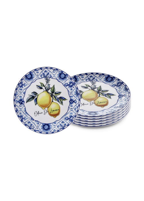Hermia ODL0001 Platos de Postre de Cerámica Amarillos 19x19x2 cm (6 Piezas)